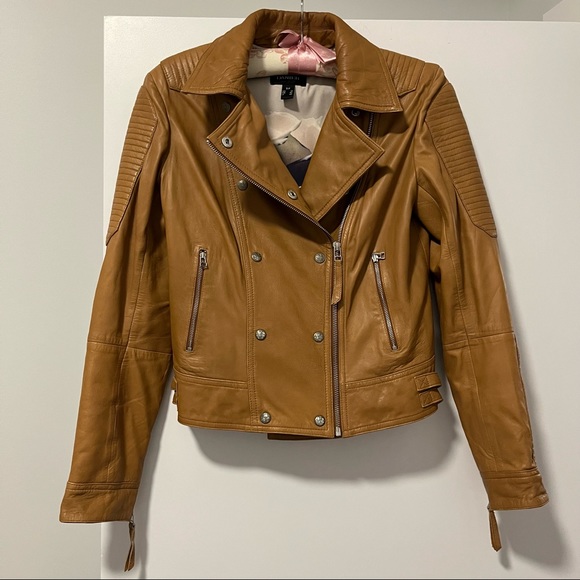 Danier moto jacket tan size small - Picture 2 of 9